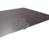 Flachblech Stahl 0,63 mm Schokoladenbraun RAL 8017, 25 µm Polyester, mit eingeblendeten Eckdaten
