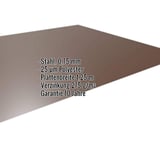 Flachblech Stahl 0,75 mm Nussbraun RAL 8011 mit Polyesterbeschichtung, Eckdaten eingeblendet