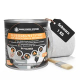 Flüssigkunststoff Set schwarz 1 kg Dose mit Pinsel und Dichtvlies, wichtige Eckdaten eingeblendet