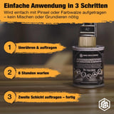 Flüssigkunststoff einfache Anwendung in 3 Schritten, Umrühren, Auftragen, Warten, zweite Schicht