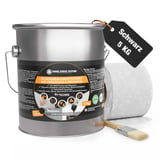 Flüssigkunststoff Set schwarz 5 kg mit Vliesrolle und Pinsel, wichtige Eckdaten eingeblendet