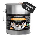 Flüssigkunststoff schwarz 5 kg Eimer von DACHPROTECT mit Produktinformationen und schwarzem Etikett