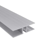 H-Profil aus blankem Aluminium, 16 mm, Hauptansicht mit geriffelter Oberseite