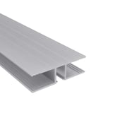 H-Profil aus blankem Aluminium, 16 mm, Hauptansicht mit geriffelter Oberseite