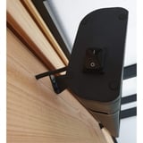 Detailansicht des schwarzen Aluminium-Heizgeräts, Ein-/Ausschalter an der Seite