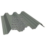 Hochprofil T92P Dachblech Chromoxidgrün, 0,75 mm Stahl, mit eingeblendeten Eckdaten