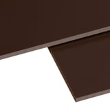 HPL Platte 6 mm Braun, Scobalit, Detailansicht der Kanten von zwei Platten
