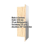Innenecke Ahorn 0,50 mm Stahl mit 35 µm Mattpolyester Beschichtung, Eckdaten eingeblendet