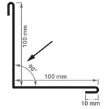 Technische Zeichnung der Innenecke mit Massen 100 mm x 100 mm und 90° Winkel