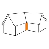 Schema der Verlegung einer Innenecke an einem Gebäude, orange markiert