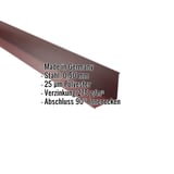 Innenecke aus weinrotem Stahl, 0,50 mm, mit Polyesterbeschichtung, Eckdaten eingeblendet