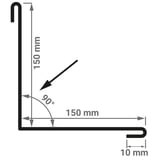 Technische Zeichnung Innenecke mit Massen 150 mm und 90 Grad Winkel