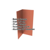 Innenecke aus Stahl, kupferbraun, 0,75 mm, mit eingeblendeten Eckdaten zu Material und Beschichtung