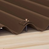 Kalotte Profil 18/1064 in Sepiabraun auf Trapezblech mit Schraube auf Holzunterkonstruktion