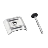 Kalotte und Schraube blank aus Aluminium fuer Profil 70/18 und 76/18, freigestellt auf weissem Hintergrund