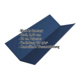 Kehlblech Enzianblau RAL 5010 aus Stahl 0,50 mm, 25 µm Polyesterbeschichtung, mit eingeblendeten Eckdaten
