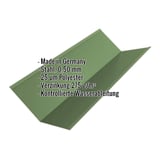 Kehlblech Stahl 0,50 mm Resedagrün mit eingeblendeten Eckdaten zu Material und Beschichtung