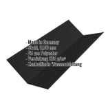 Kehlblech Tiefschwarz RAL 9005, 0,50 mm Stahl, mit eingeblendeten Eckdaten Made in Germany