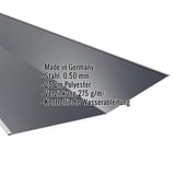 Kehlblech Anthrazitgrau RAL 7016, 0,50 mm Stahl, mit eingeblendeten Eckdaten