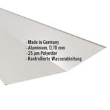 Kehlblech Aluminium 0,70 mm Weißaluminium RAL 9006 mit eingeblendeten Eckdaten Made in Germany
