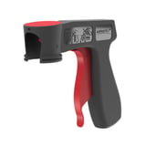 Komfort-Sprühdosen-Handgriff aus schwarzem Kunststoff mit rotem Abzug und roter Kappe, DACHPROTECT Logo
