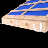 Dachkonstruktion mit Holzsparren und montierten reinweißen Konsolrinnenhaltern, Montage