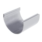 Graues PVC Rinnenstueck von Plastmo, halbrunde Form, freigestellt
