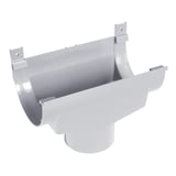 Grauer PVC Rinnenablaufstutzen mit Anschluss fuer Fallrohr