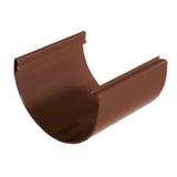 Braunes PVC Dachrinnen Verbindungsstueck von Plastmo, halbrunde Form