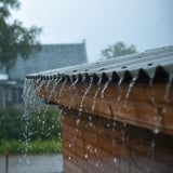 Regen laeuft von einer schwarzen Kunststoff Profilplatte Scobanit EVO auf einem Dach ab