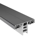 Mendiger Mittelprofil 16 mm, dunkelgraues Aluminium und weisser Kunststoff, Schnittansicht