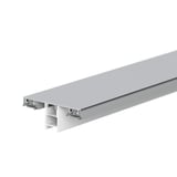 Mendiger Mittelprofil aus blankem Aluminium und weissem Kunststoff, Seitenansicht