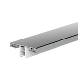 Mendiger Mittelprofil aus dunkelgrauem Aluminium und weissem Kunststoff, Schnittansicht