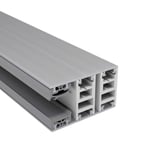 Mendiger Randprofil 16 mm Thermo/Classic, blankes Aluminium und Kunststoff, Schnittansicht mit Kammern und Stegen