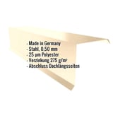 Ortgangwinkel Hellelfenbein RAL 1015, 0,50 mm Stahl, mit eingeblendeten Eckdaten