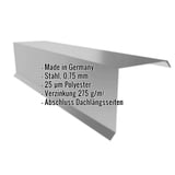 Ortgangwinkel aus Stahl, Graualuminium RAL 9007, 0,75 mm, mit eingeblendeten Eckdaten
