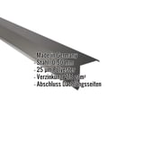 Ortgangwinkel Tiefschwarz RAL 9005 aus Stahl 0,50 mm, Polyester 25 µm beschichtet, mit eingeblendeten Eckdaten