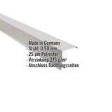 Ortgangwinkel Weißaluminium (RAL 9006) aus Stahl 0,50 mm, mit eingeblendeten Eckdaten
