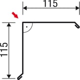 Technische Zeichnung des Ortgangwinkels mit Massangaben 115 mm x 115 mm