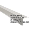 Ortgangwinkel Aluminium Weißaluminium (RAL 9006) mit 25 µm Polyesterbeschichtung, Eckdaten eingeblendet