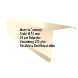 Ortgangwinkel aus hellelfenbein Stahl, 0,50 mm, mit Polyesterbeschichtung und eingeblendeten Eckdaten
