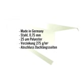 Ortgangwinkel Stahl 0,75 mm Grauweiß mit eingeblendeten Eckdaten Made in Germany, Polyesterbeschichtung