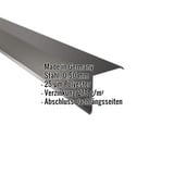 Ortgangwinkel Tiefschwarz RAL 9005 aus Stahl 0,50 mm, mit eingeblendeten Eckdaten