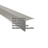Ortgangwinkel aus Stahl 0,50 mm Graualuminium mit eingeblendeten Eckdaten