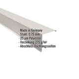 Ortgangwinkel Grauweiß (RAL 9002) aus Stahl 0,75 mm, 25 µm Polyester, mit eingeblendeten Eckdaten
