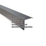 Ortgangwinkel Anthrazitgrau 0,50 mm Stahl Puramid, Eckdaten eingeblendet: Made in Germany, Verzinkung 275 g/m², Abschluss