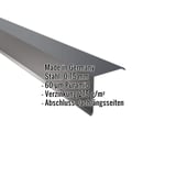 Ortgangwinkel 15x15 cm Anthrazitgrau, Stahl 0,75 mm, 60 µm Puramid Beschichtung, mit eingeblendeten Eckdaten