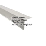 Ortgangwinkel Aluminium Weißaluminium (RAL 9006) mit eingeblendeten Eckdaten