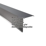Ortgangwinkel Anthrazitgrau, Stahl 0,63 mm, 25 µm Polyester, mit eingeblendeten Eckdaten
