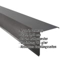 Ortgangwinkel aus Stahl, dunkelgrau, 0,50 mm, mit Mattpolyester-Beschichtung und eingeblendeten Eckdaten